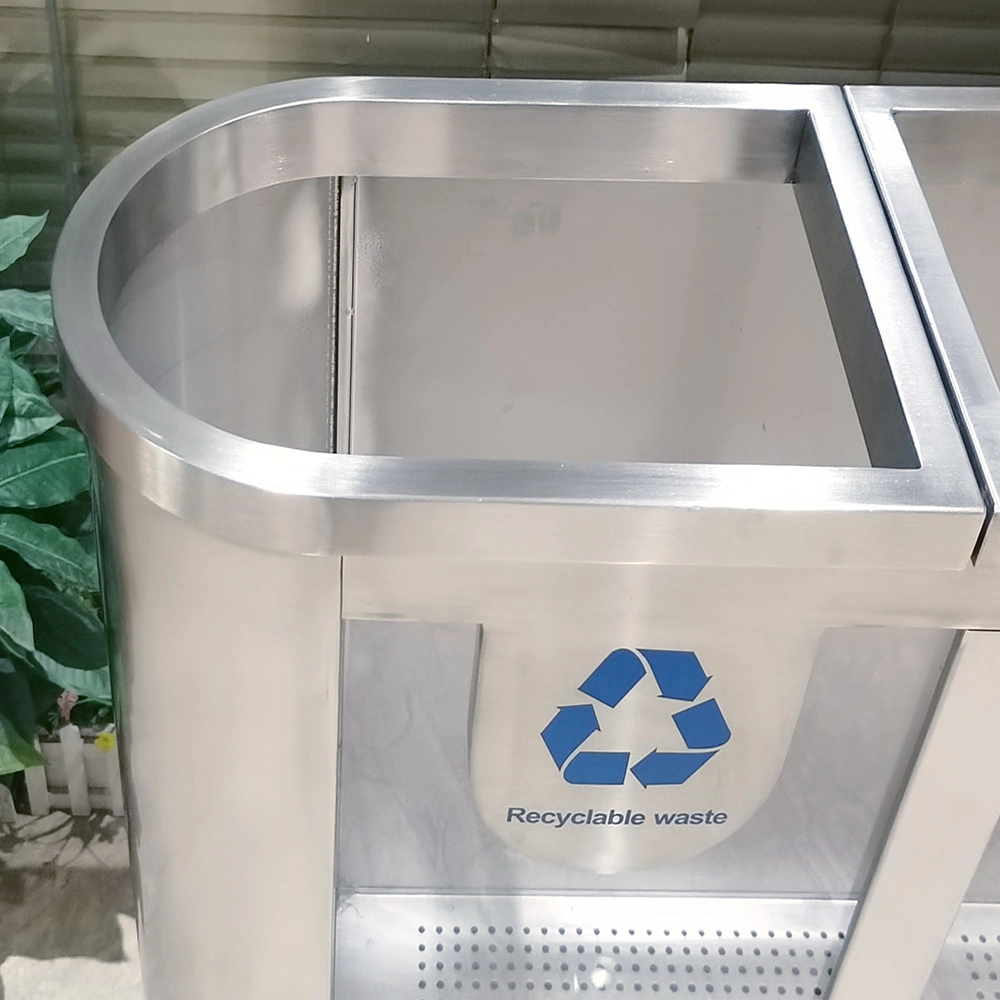 Airport Indoor Transparent Stainless Steel Waste Bin Public Container Recycling Bin