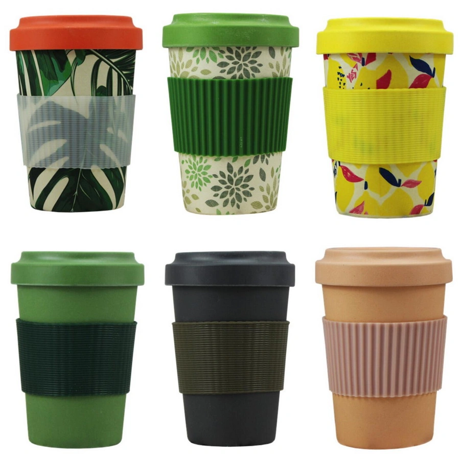 400ml Biodegradable Plastic Bamboo Coffee Cups Travel Mug