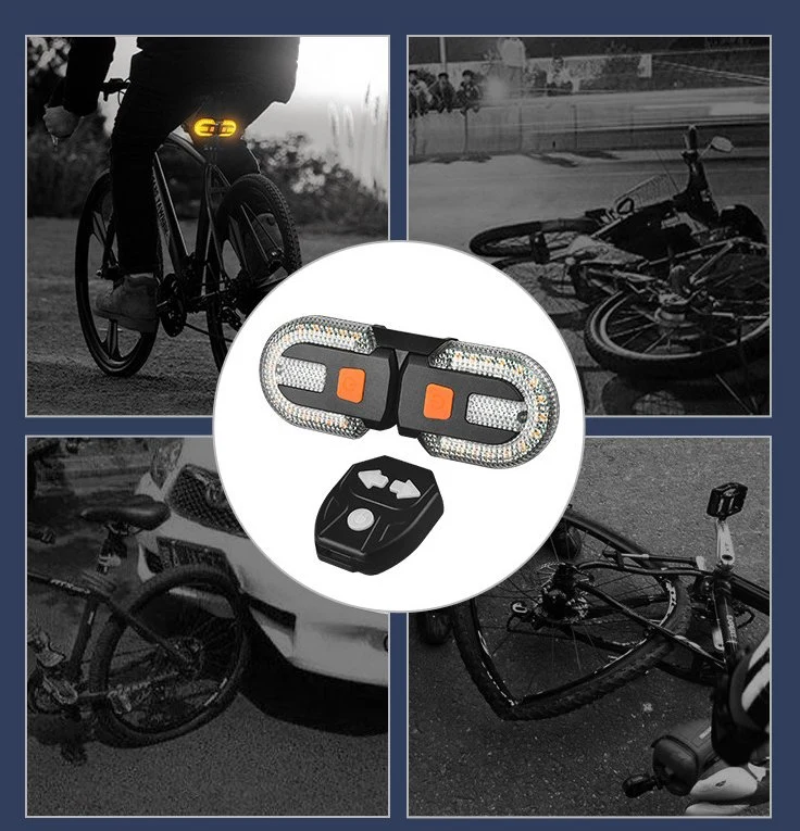 30PCS LED Flashing Warning Signal Bicycle Outdoor Lighting Remote Control Turning Bike Front Lamp Rechargeable Emergency LED Bike Light with 5 Work Modes