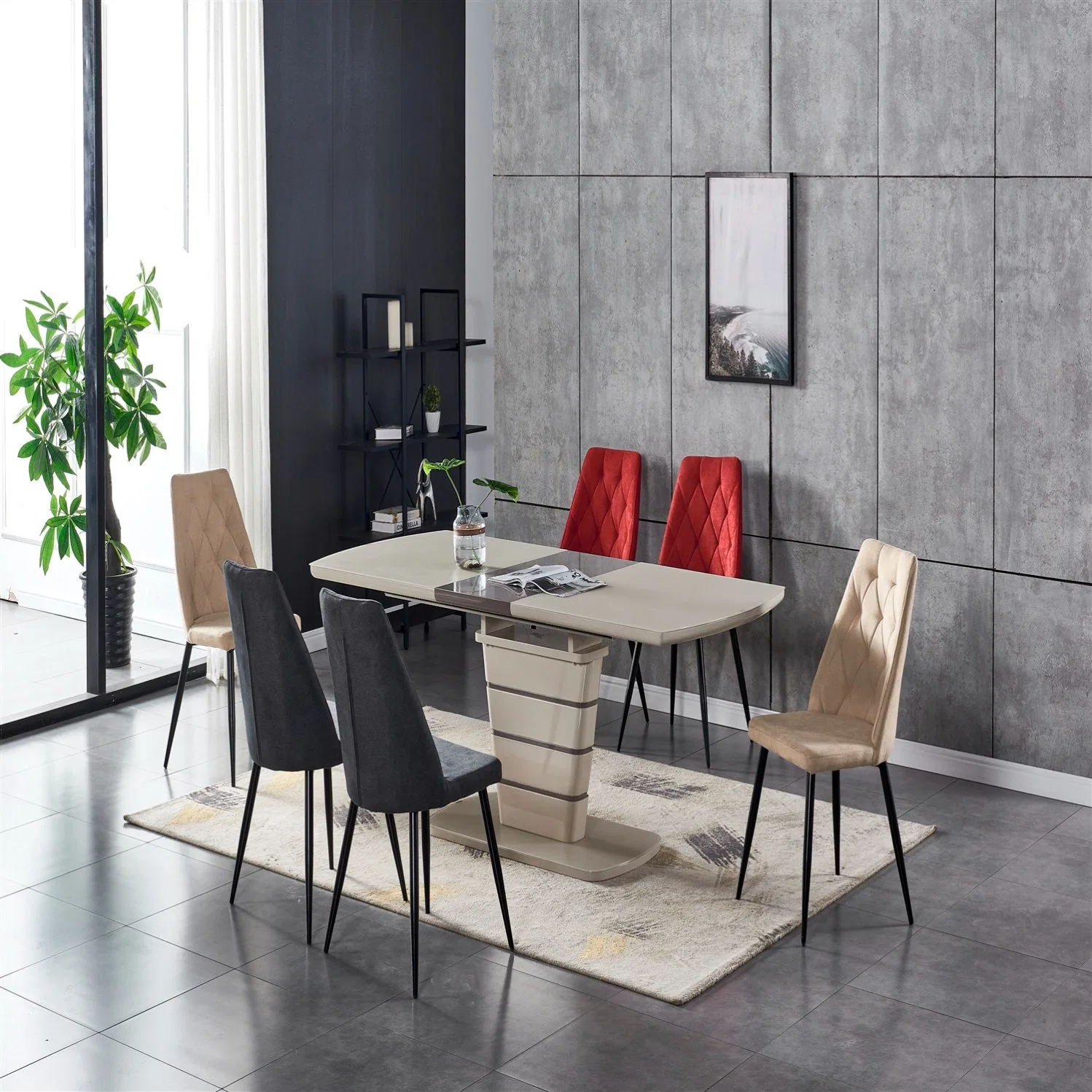 Bazhou Diseño moderno de la fábrica Mesa de Comedor Extensible con extensión diapositivas