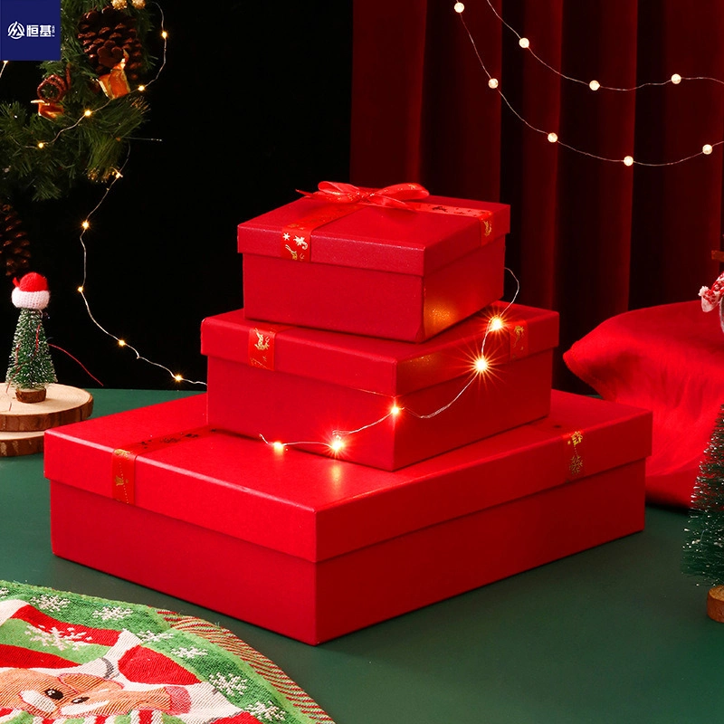 Luxus-Kunst Papier Rot Schleife Band Papier Verpackung Weihnachtsgeschenk Box für Festivals