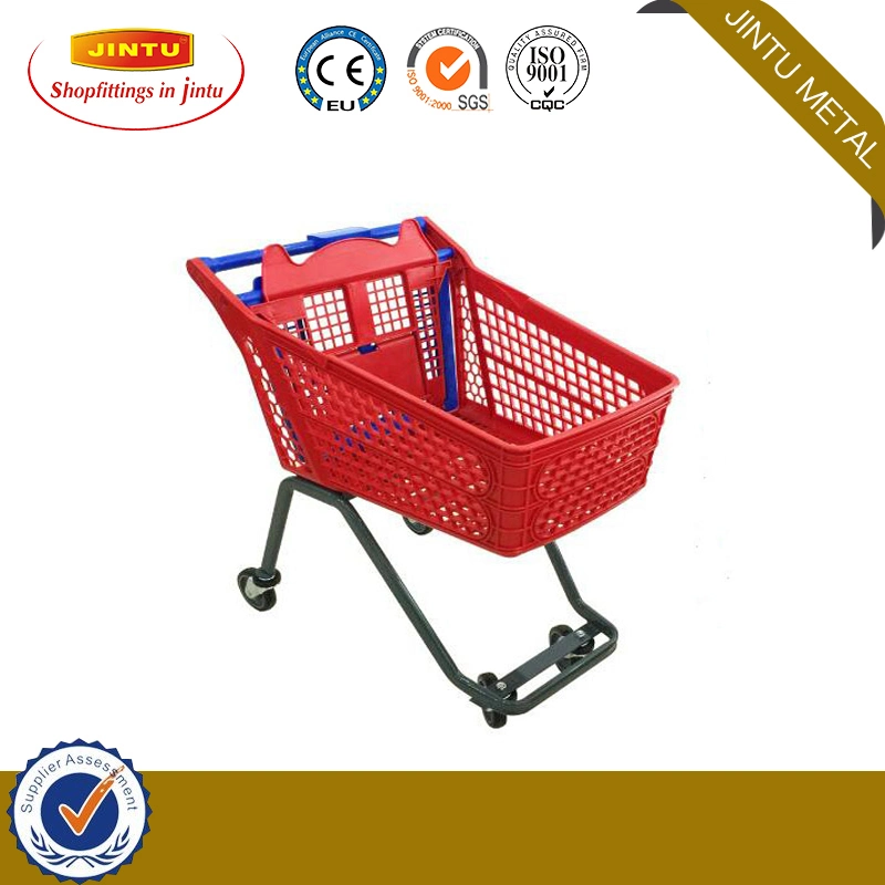 4 Wheel Supermarket American Style Wire Basket Shopping Trolley Cart