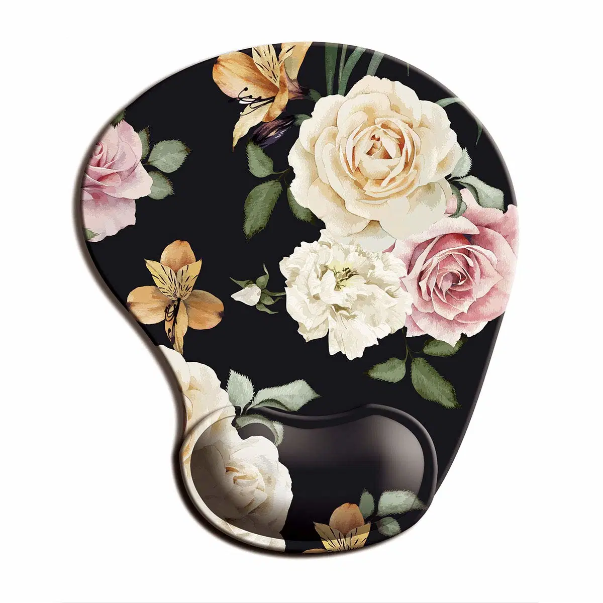 Dooke Ergonomic Mouse Pad with Wrist Support, Cute Mouse Pads with Non-Slip PU Base for Home Office Working Studying Easy Typing & Pain Relief Beautiful Floral