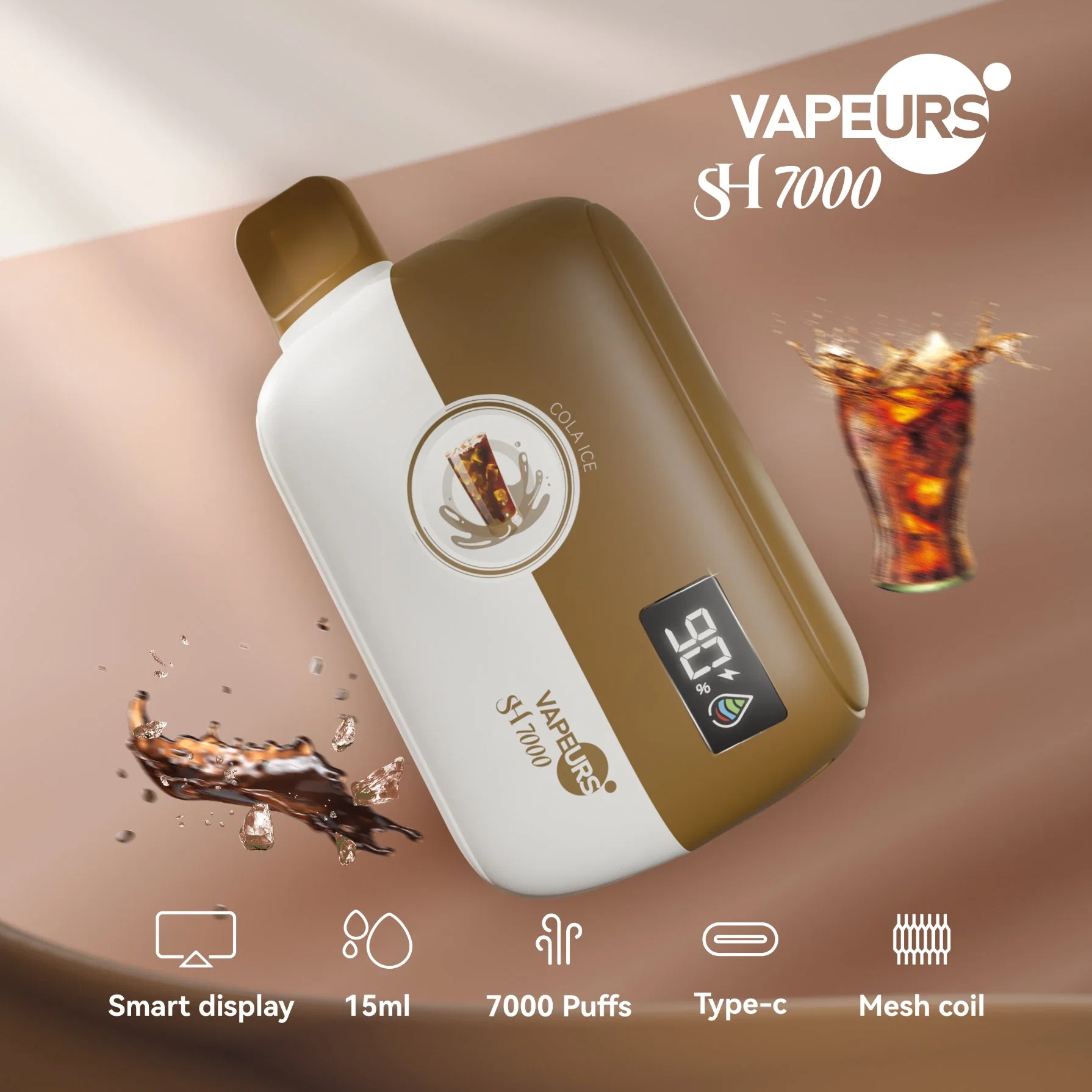 Fus Waka Vape7000 Original en gros fume électronique jetable E Équipement de chargement de l'angah Randm Tornado 10000 Supreme Epic+