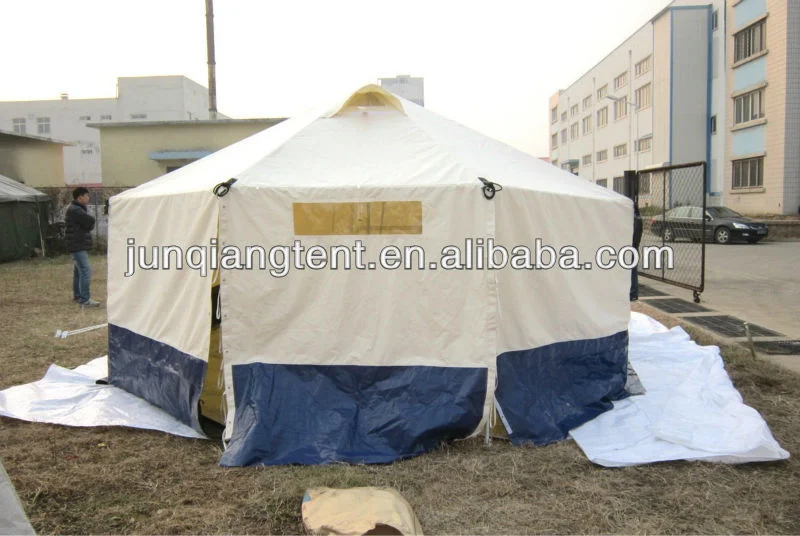 Venta en caliente China Socorro de emergencia Tent Mini12 persona lienzo de invierno Tela Refugio Refugio Tienda viento y lluvia