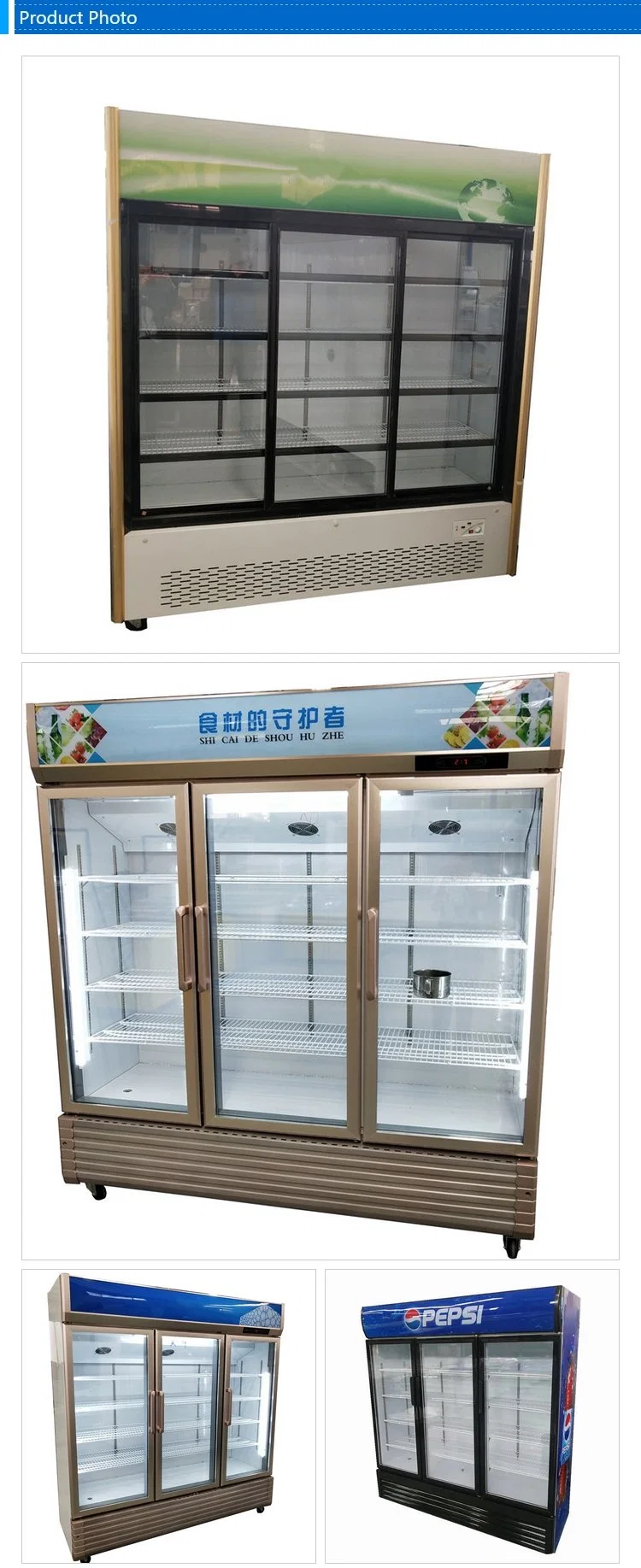 3 Door Cold Display Cabinet Retail Store Display Showcase Used Supermarket Refrigeration Equipment for Sale