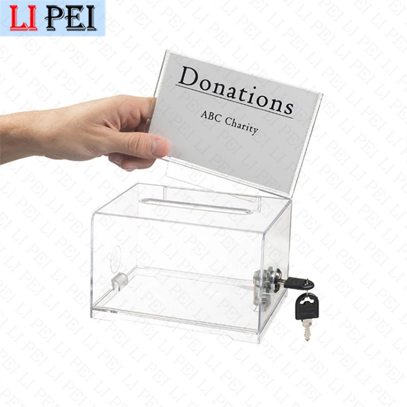 Slant Top Acrylic Black Coin Ballot Suggestion Collection Box