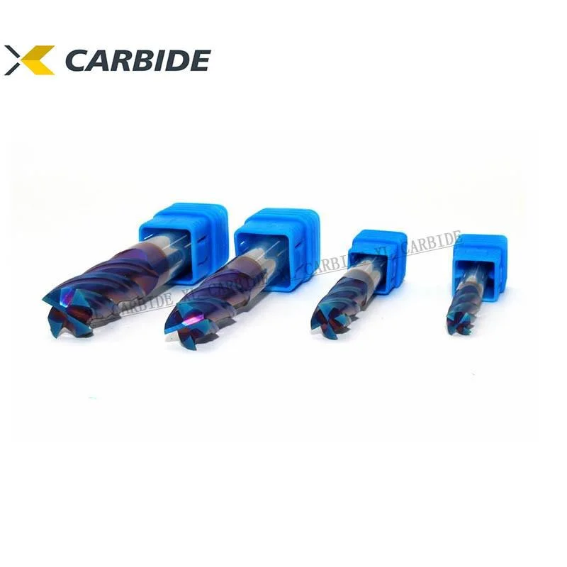 HRC65 Carbide Flat End Mill with Blue Naco Coating