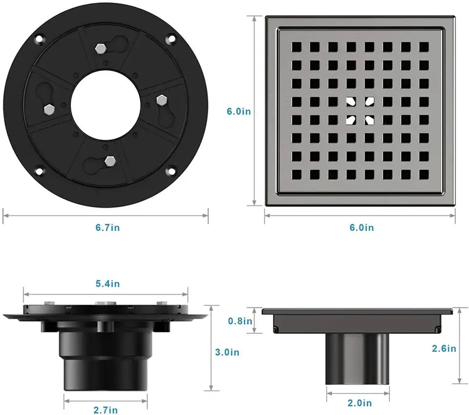 Gun Black Grey Verdeckte Badezimmer Dusche Bodenablauf