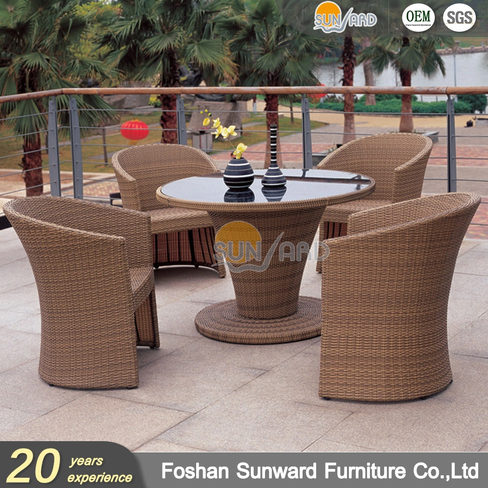 Conjunto de restaurantes de luxo Patio US Style Aluminium Wicker Rattan Leisure Restaurante Home Table and Chairs Hotel Outdoor Garden Dining Furniture