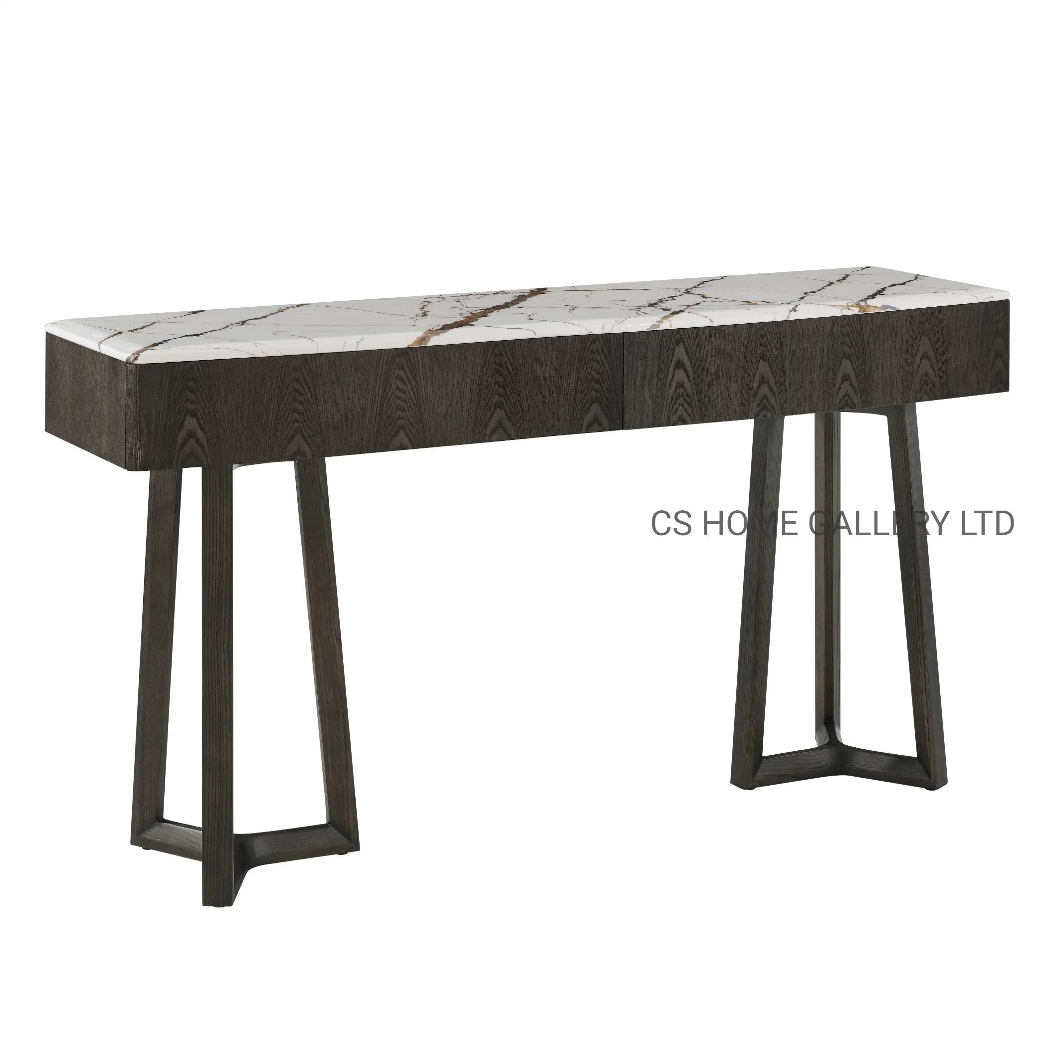 Customized Hallway Home Furniture Luxury Wooden Base Marble Top Altar Console Table