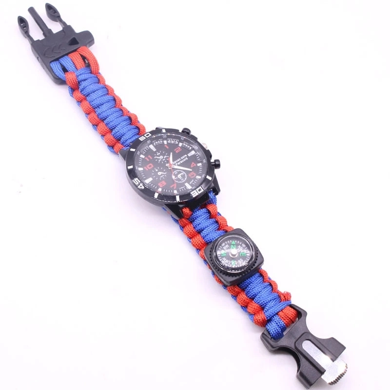 Multi Function Smart Wrist Watch Survival Bracelet Whistle Compass Sports Equipment