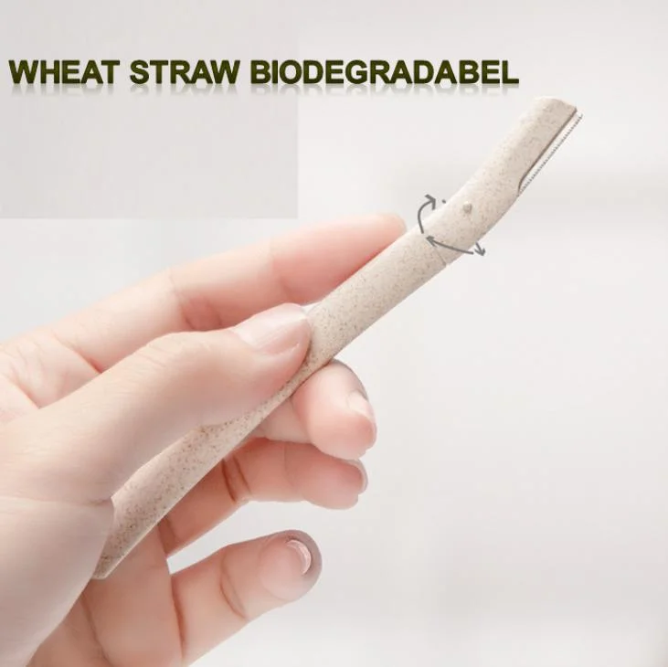 Biodegradable Eco-Friendly Wheat Straw Material Eyebrow Razor with Micro Safety Guard Natural Color