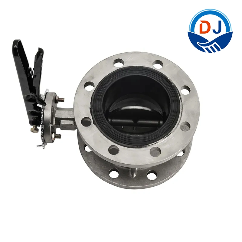 Stainless Steel CF8 Class 150/300 Rubber-Seal Double Flange Butterfly Valve Lever Operated