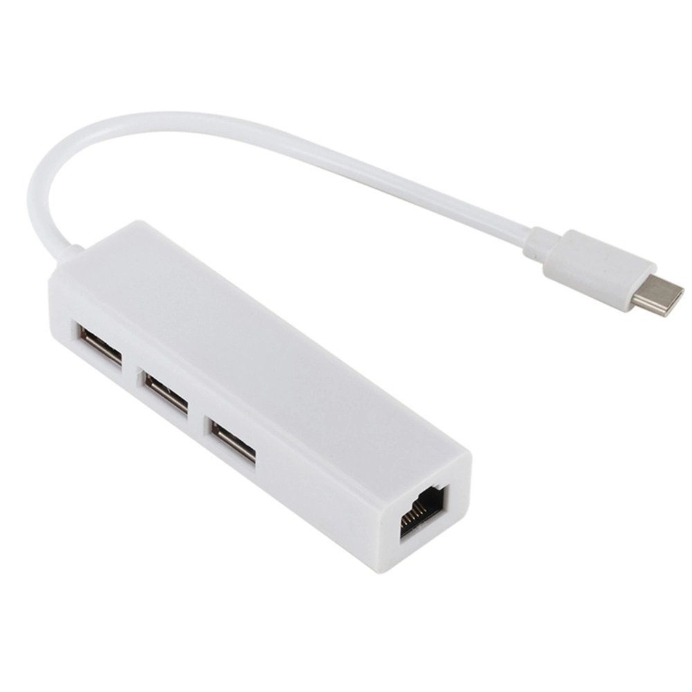 3 Ports USB 2.0 Hub Type C to USB RJ45 Hub 100m Network Card for MacBook Laptop