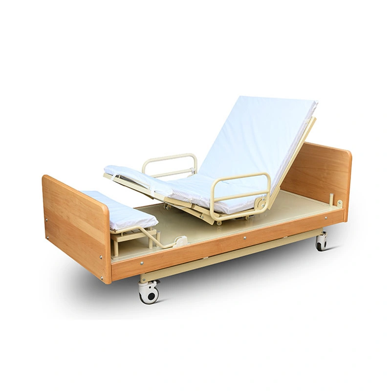 China Hospital Medical Furniture Factory Madera plegable Manual cama de enfermería Con WC