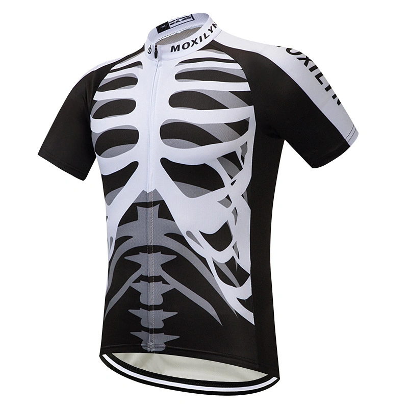 Men Cycling Jerseys Skull Logo T-Shirt Sublimation Sports Bike Shirts