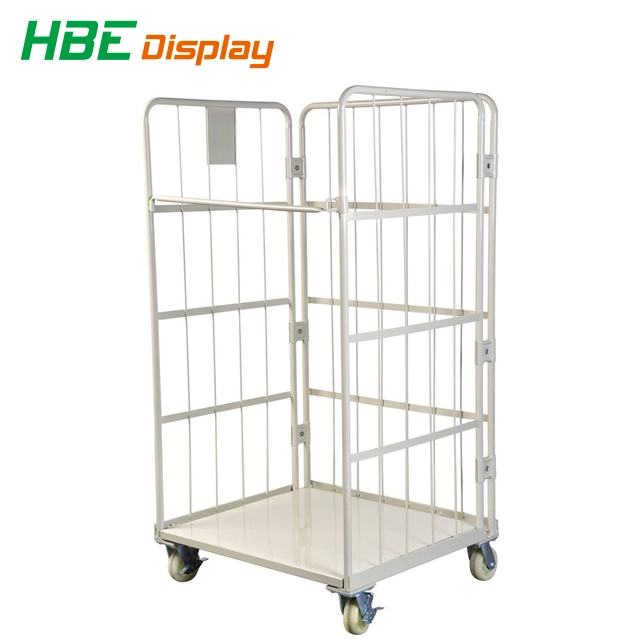 Supermarket Wire Mesh Trolley Metal Milk Transport Roll Container