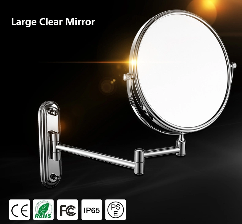 Aquacubic doppelseitiger Spiegel 1+3X Drehhalterung Messing Rahmenwand Montierter Badezimmer Faltbarer Make-Up-Spiegel