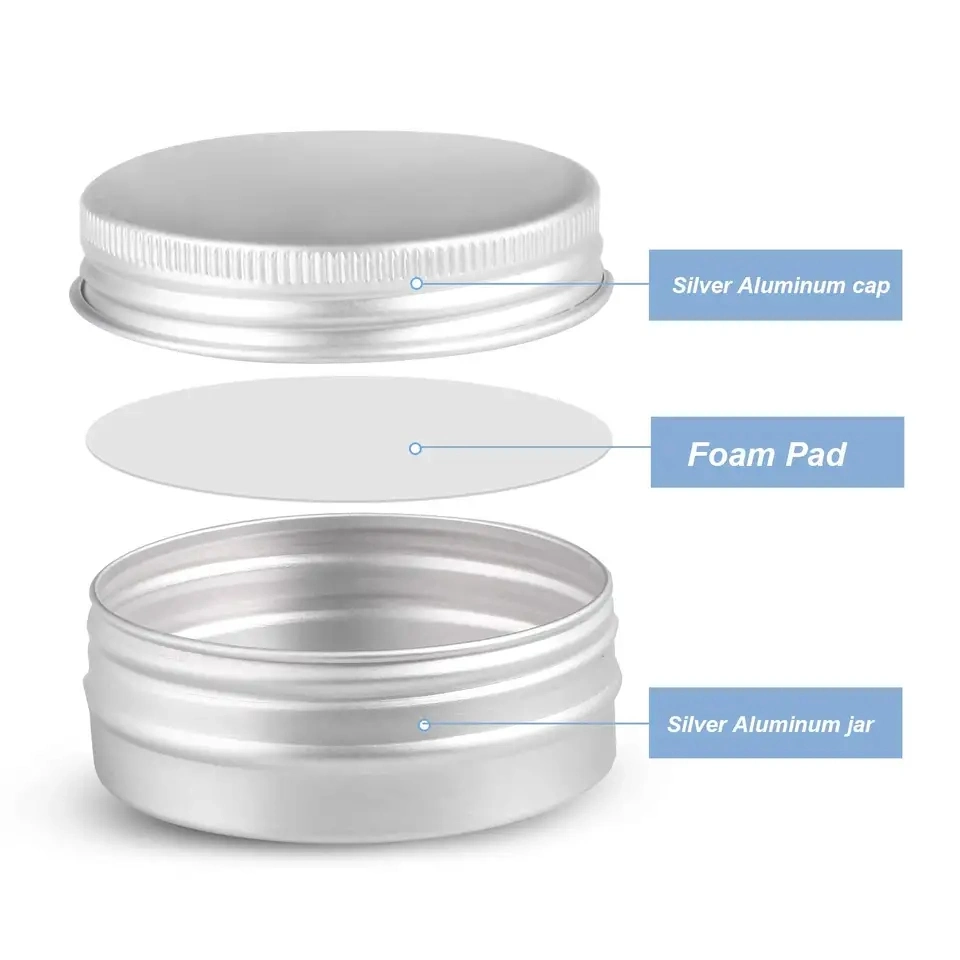 Round Screw Cap Aluminum Jar 10ml 50ml 60ml 100ml 120ml 150ml 200ml 2/4oz Metal Tin Can Soap Lip Balm Cosmetic Candle Containers