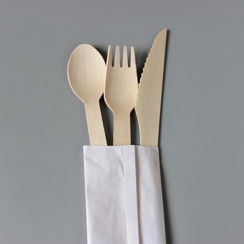 Premium Eco-Friendly Wooden Cutlery Set Forks Knives Spoons Sturdy Biodegradable Disposable Cutlery Set