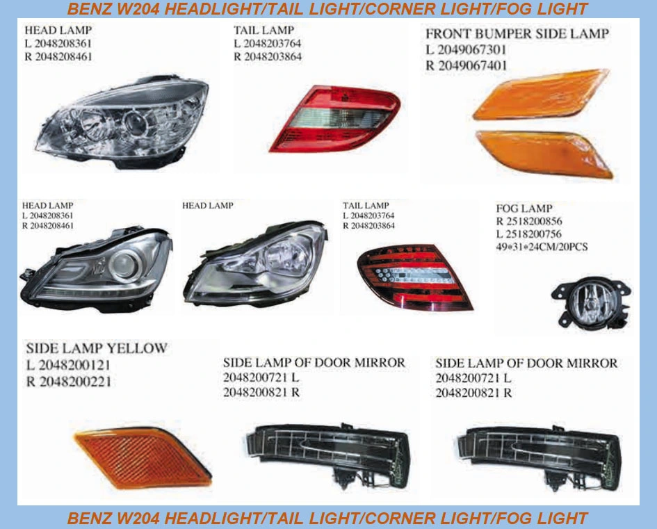 Benz 190 Headlight/Tail Light/Corner Light/Fog Light/R 2018202561/L 2018202661/R 2018200164/L 2018200264/R 2018200164L/ 2018200264/	R2018260243 L/ 2018260343/