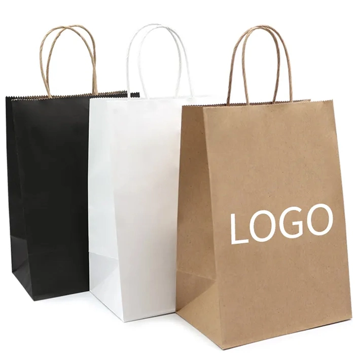 Cosmetic Gift Paper Bag for Christmas Custom Kraft Paper Shopping Bag with Your Own Logo Kraft Paper Bag Custom Reusable Shopping Bags for Clothing Packing