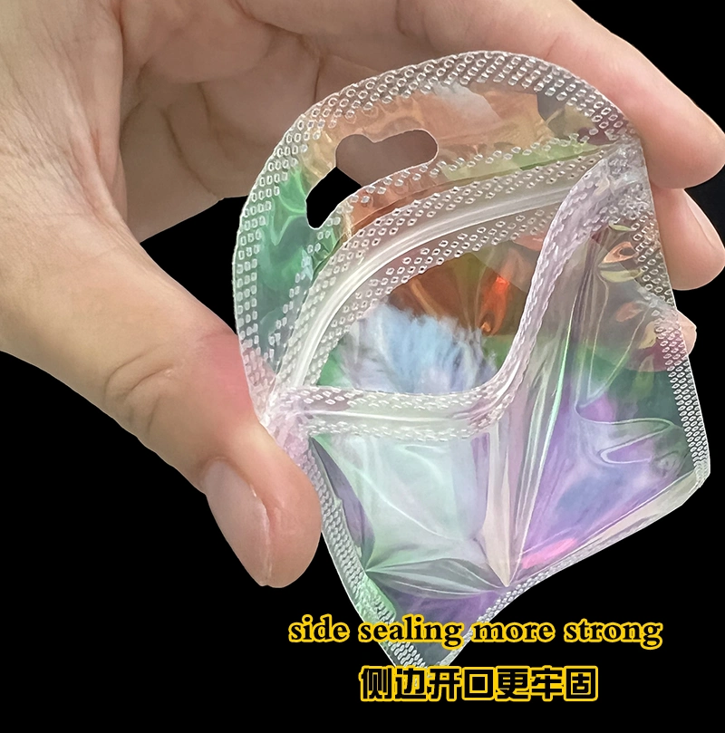 Holographic Pink Clear Zipper Plastic Bags