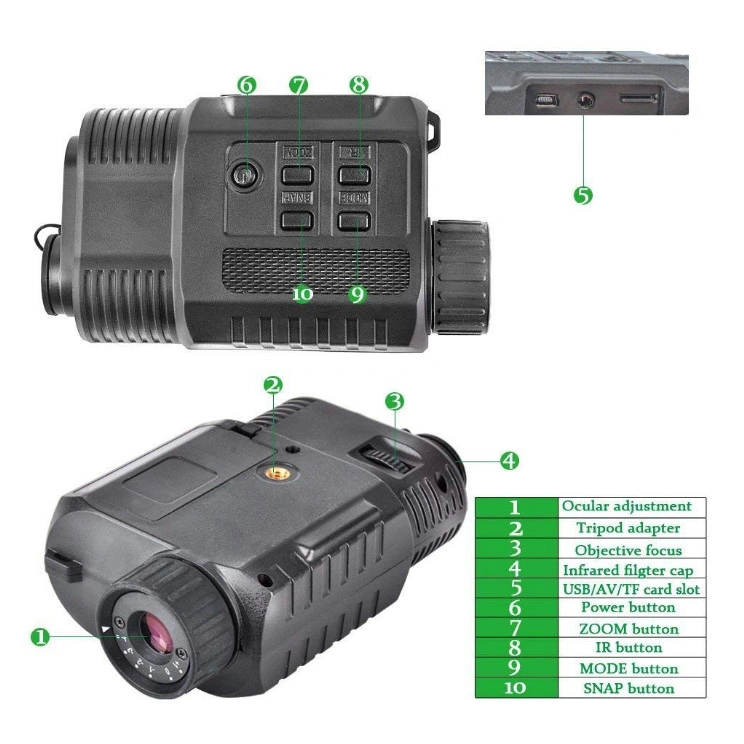 OEM ODM Nv150 Digital Night Vision Monocular Infrared LED 640X480 Resolution 850nm IR Hunting Scopes Night Vision