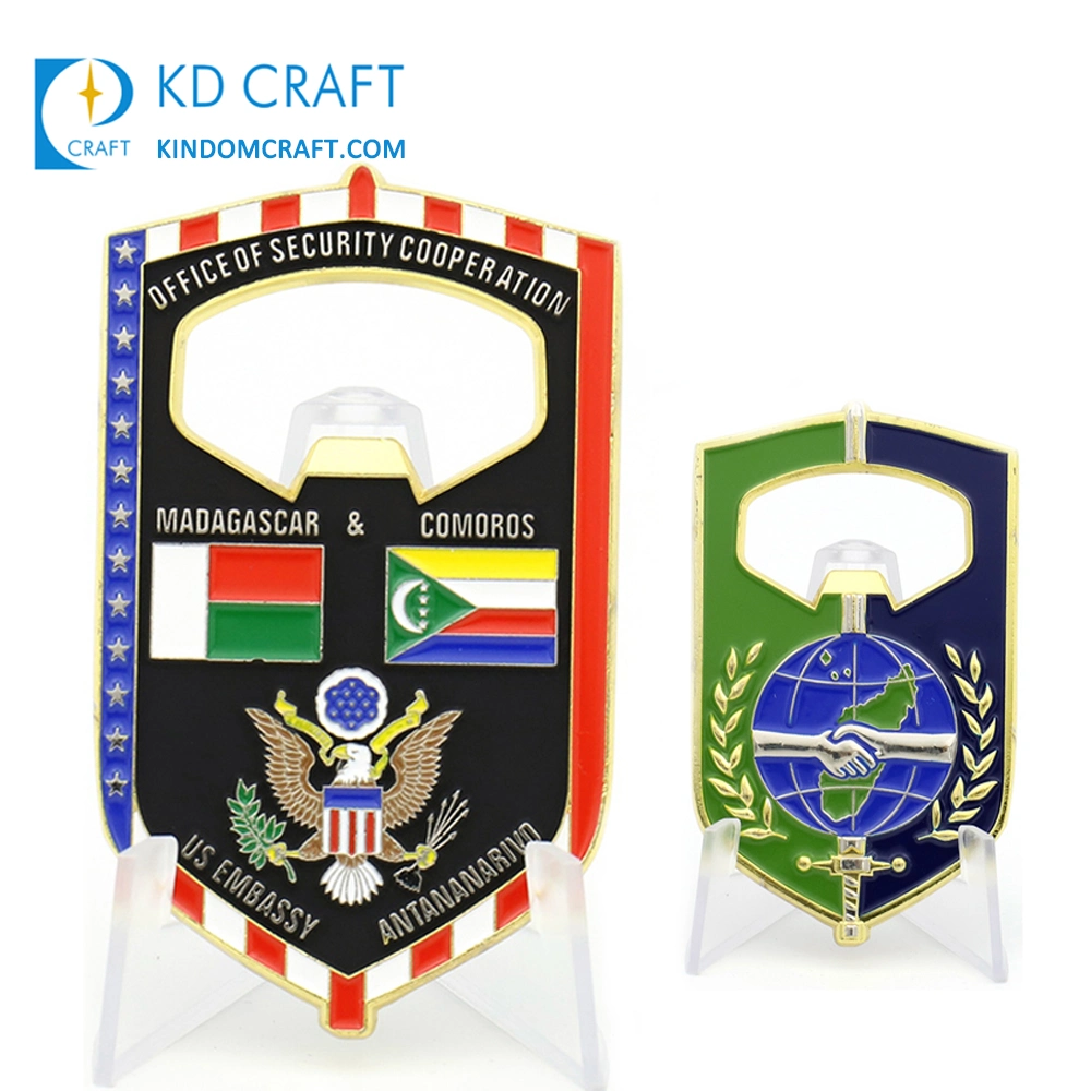 Free Sample Metal Sports Golf Bottle Opener Souvenir Masonic Military Army Navy Security 3D Enamel Custom Challenge Coin