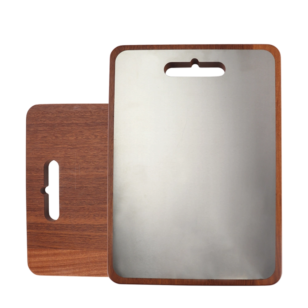 Hip-Home Double Side Cutting Board Meat Fruit Stainless Steel Wood Chopping Board