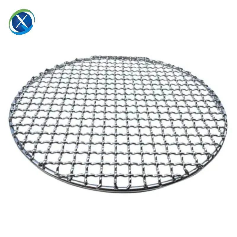 Stainless Steel AISI 304 Crimped Round Barbecue BBQ Grill Mesh Non Stick Food