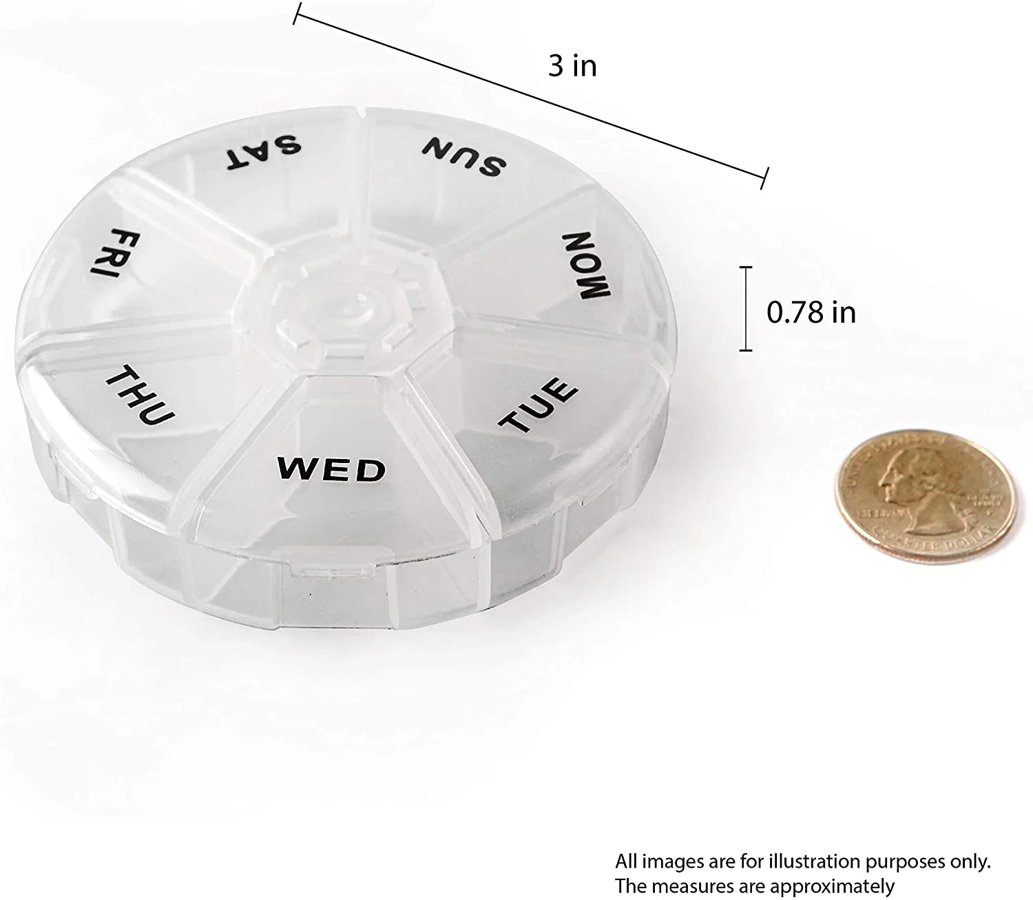 Round Portable Small Weekly Medicine Planner