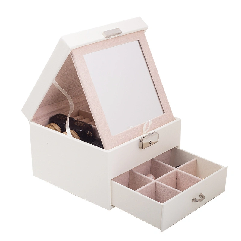 Storage Boxes Earring Necklace Bracelet Storage with Drawer Jewelry Boxes with Mirror