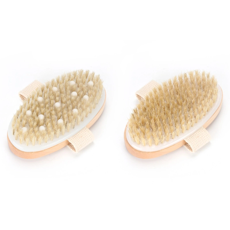 Brosse à picots de hêtre baignoire ovale Gros Logo personnalisé Beech Sisal Brosse de bain