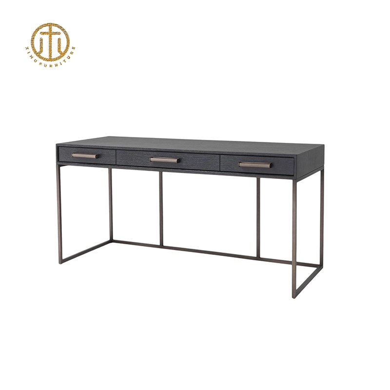 Simple Metal Frame Solid Wood Desktop Can Be Customized Home Office Furniture