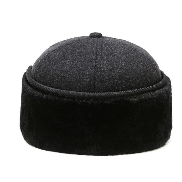 Los hombres a caballo Negro gris Earflap Windproof gorros de invierno de ensanchamiento de la tapa caliente