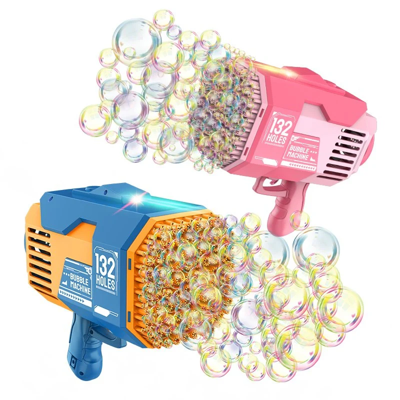 132 El Agujero bazuca eléctrico Pistola de burbujas de jabón al aire libre de verano para niños burbuja de agua Maker Toy Dazzle lanzador de cohetes de la luz de la máquina de burbujas