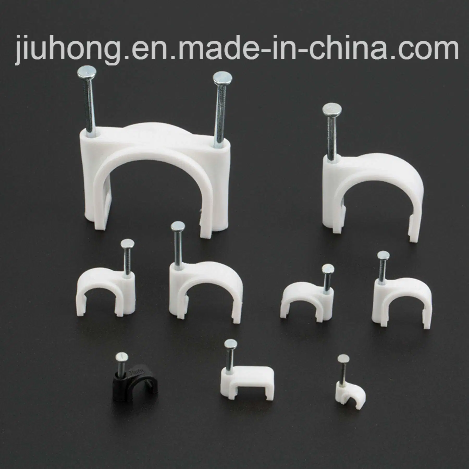 Steel Nail Round Cable Clip with White and Black Color