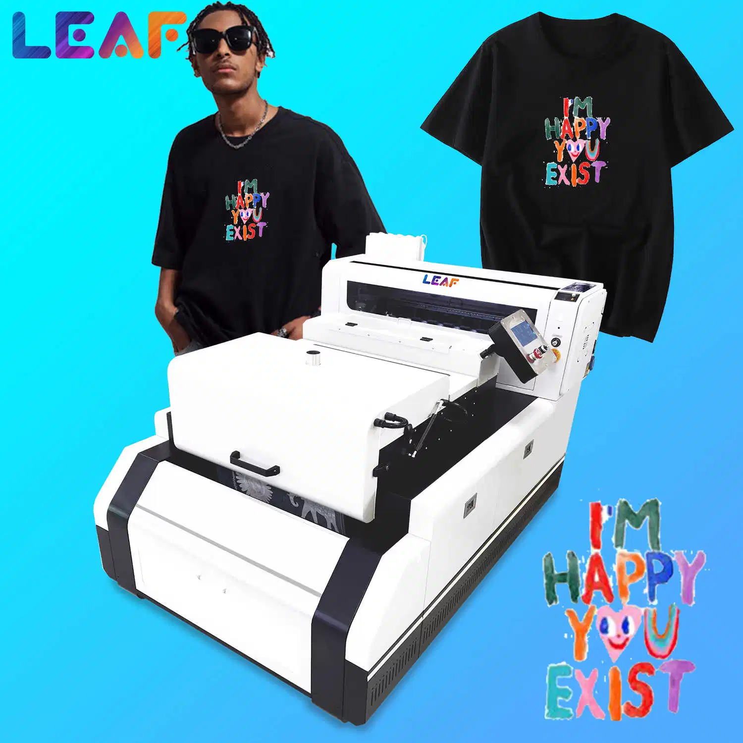 Leaf mejor venta directa a impresora digital de la película de cine de la transferencia de T-shirt de impresión de inyección de tinta impresora DTF