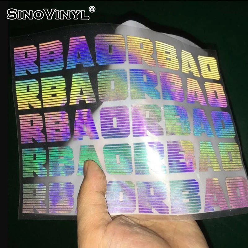 SINOVINYL Free Sample irisierend Rainbow Reflective Heat Transfer Vinyl HTV T-Shirt bügeln