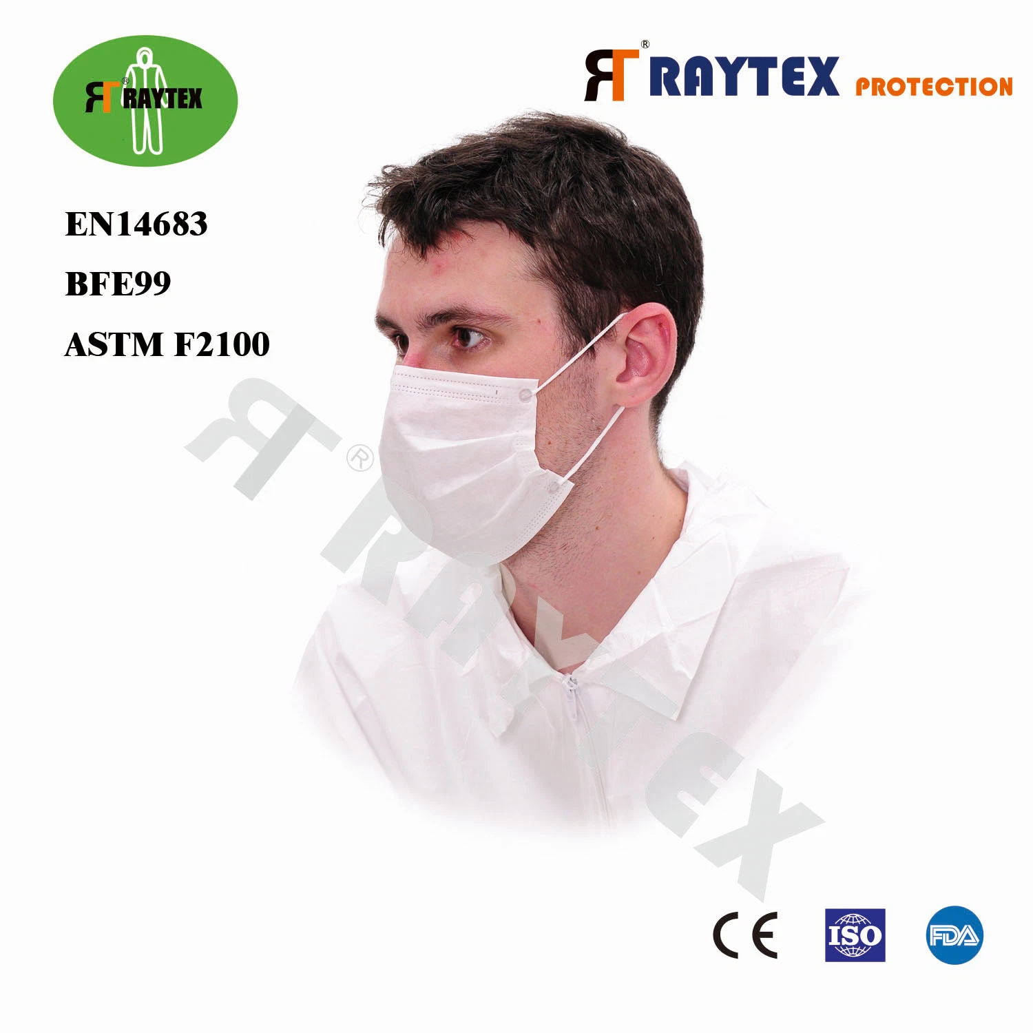 Personal En14683 Bfe99 Earloop Elastic Protective PP 3 Ply Face Mask with ISO