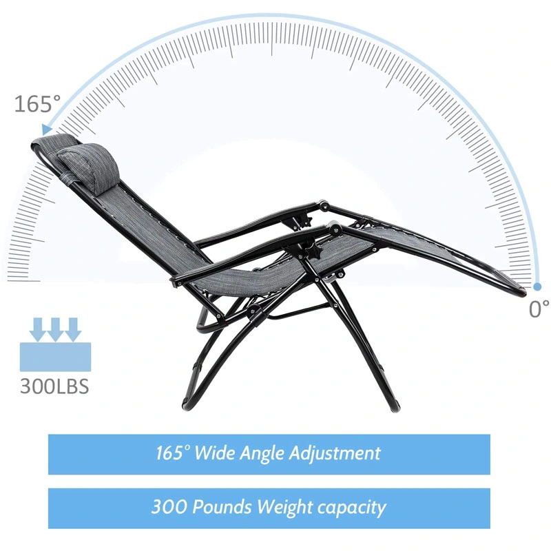 Outdoor Garden Camping Metal Chair Folding Zero Gravity Recliner Chair Outdoor Lounge Chair Deck Chair with Armrest and Cup Holder