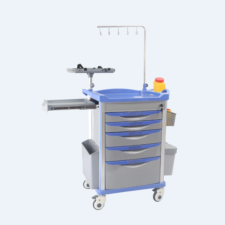 High quality/High cost performance  Mobile ABS Drugs Medical Crash Cart Plastic Emergency Medicine Trolley