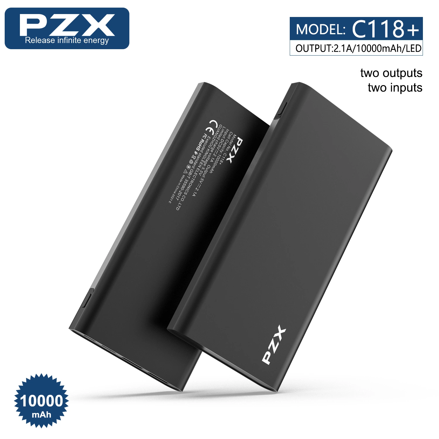 Batería recargable Pzx 10000mAh carga de teléfono móvil batería portátil