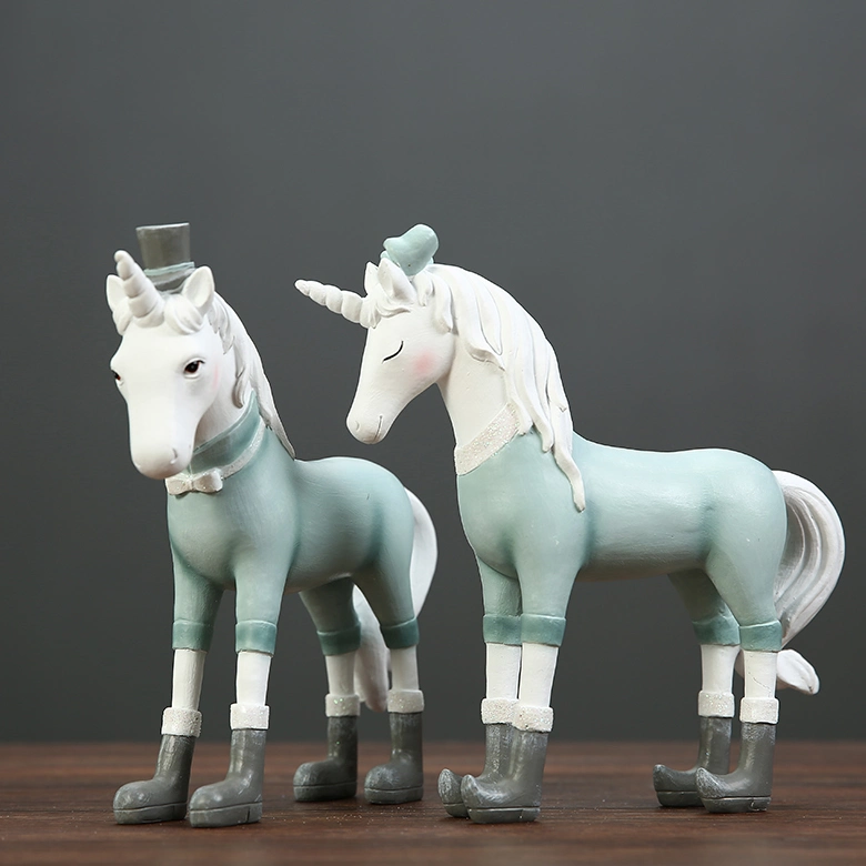 Hg31 2021 New Arrivals Small Horse Statue Art Resin Black White Horse Statue Other Antique Products