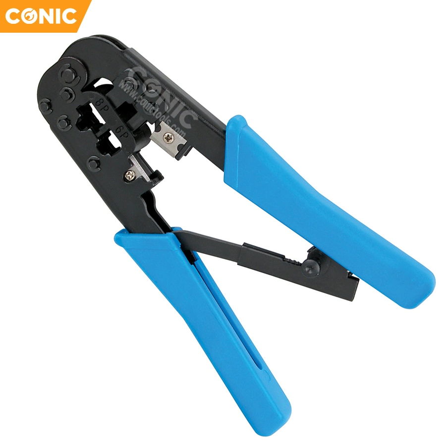 Multi-Functional Spring Crimping Pliers for 6p/8p Terminals with PVC Handle