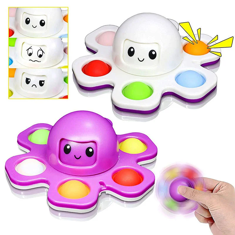 Octopus Gyro Puzzle Decompression Artifact Unzip Bubble Music Finger Toys Anti-Stress Face Changing Fidget Top Toy Gift