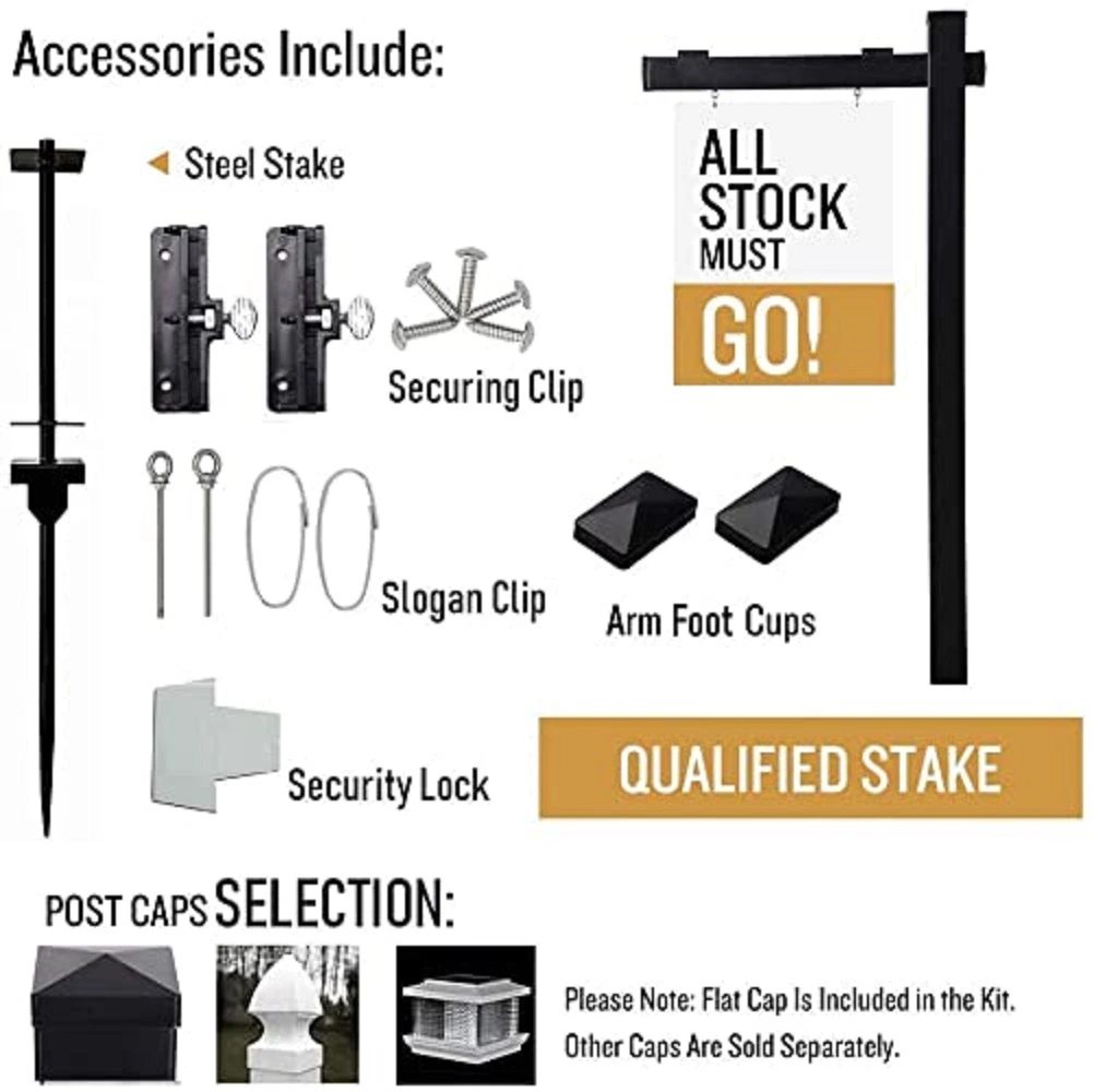 Vinyl PVC Real Estate Sign Post Yard Sign Post-Black 36inch