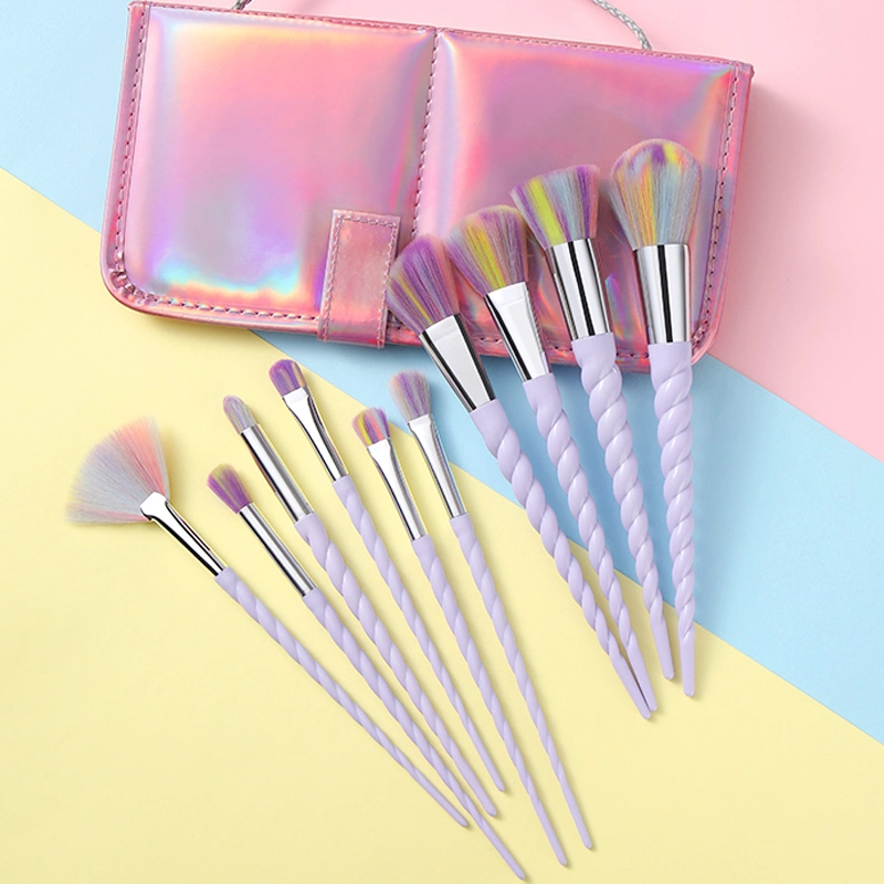 New Unicorn Colorful Rainbow Makeup Brushes Acrylic Handle Synthetic Hair Foundation Powder Beauty Makeup Tools Cosmetics Brush Set